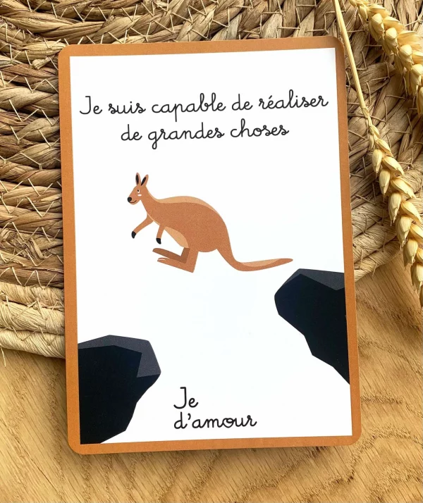 cartes de mantras positifs pour enfant "je suis capable de réaliser de grandes choses" pour renforcer la confiance en soi