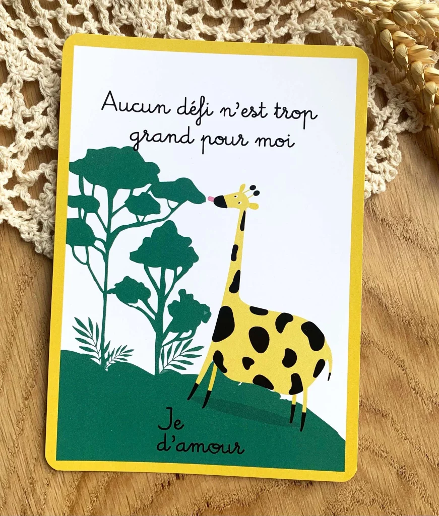 cartes de mantras positifs pour enfant "aucun défi n'est trop grand pour moi" pour renforcer la confiance en soi